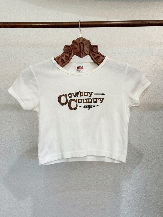 Cropped “Cowboy Country” Graphic Tee – Size Small