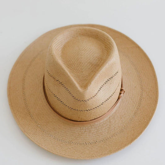 Arlo Straw Teardrop Fedora with Leather Band by Gigi Pip