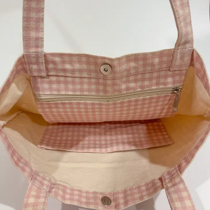 Strawberry Gingham Everyday Tote – by Sun Freckled Studio