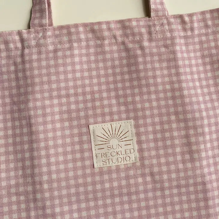 Strawberry Gingham Everyday Tote – by Sun Freckled Studio