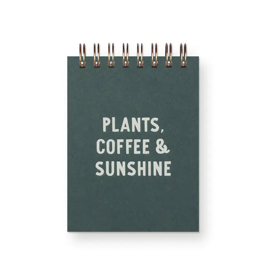 Plants, Coffee & Sunshine Mini Jotter Notebook – 3” x 4” | Ruff House Print Shop