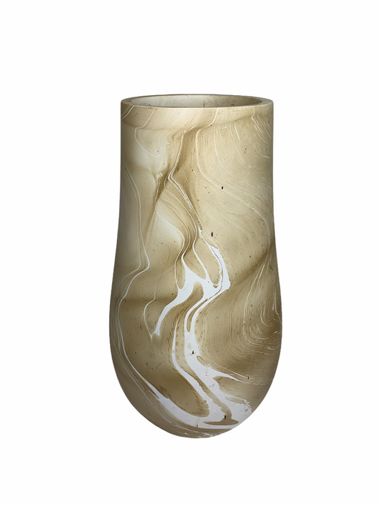 Natural Latte Mango Wood Marbled Vase – Large