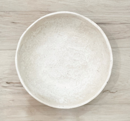 Textured Paper Mache Decorative Bowl – Antique White by Foreside