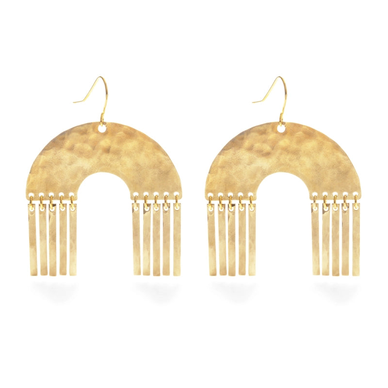 Hammered Brass Rainbow Earrings by Minds Eye Design