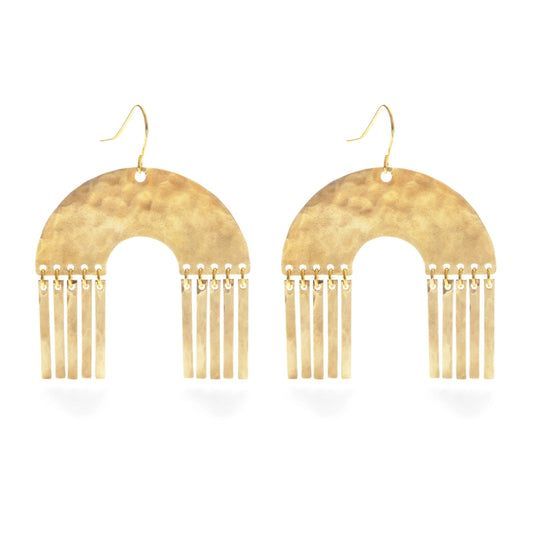 Hammered Brass Rainbow Earrings by Minds Eye Design