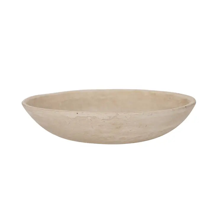 Textured Paper Mache Decorative Bowl – Antique White by Foreside