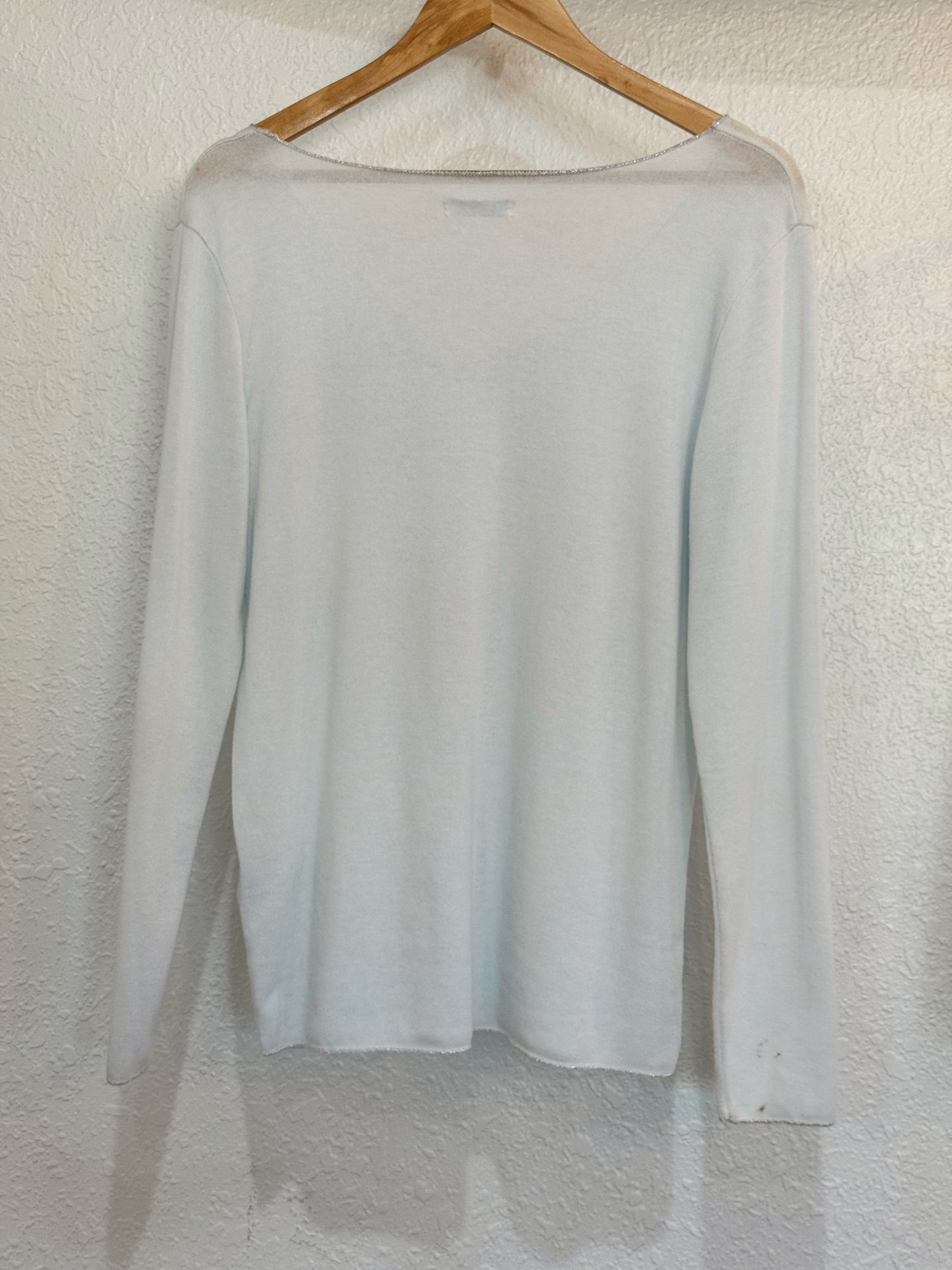 Made in Italy Sparkle Trim V-Neck Top – Size M/L