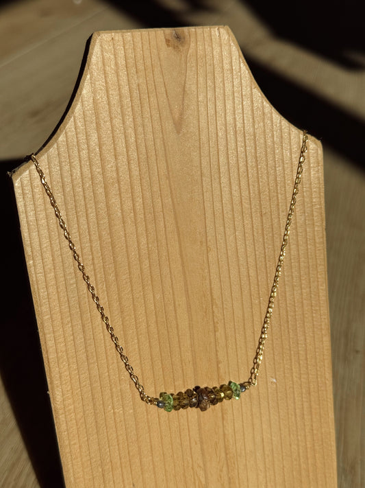 Golden Earth Jasper & Crystal Bar Necklace – by Designer Sarah H Designs