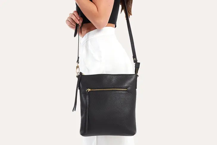 Kiko Leather Black Pebble Crossbody Bag