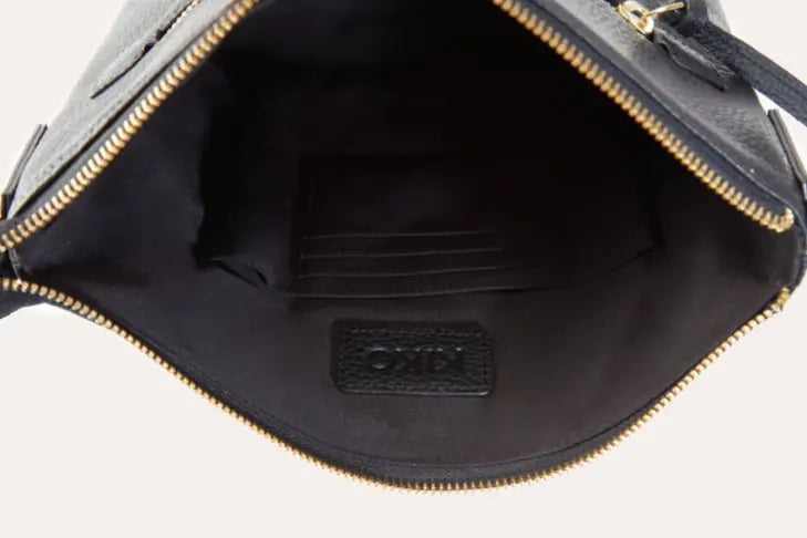 Kiko Leather Black Pebble Crossbody Bag