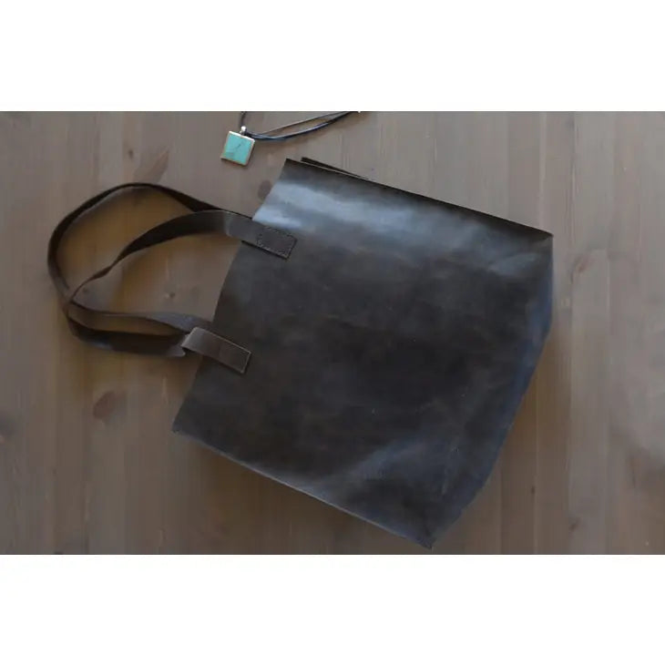 Kiko Leather Raw Edge Tote Bag