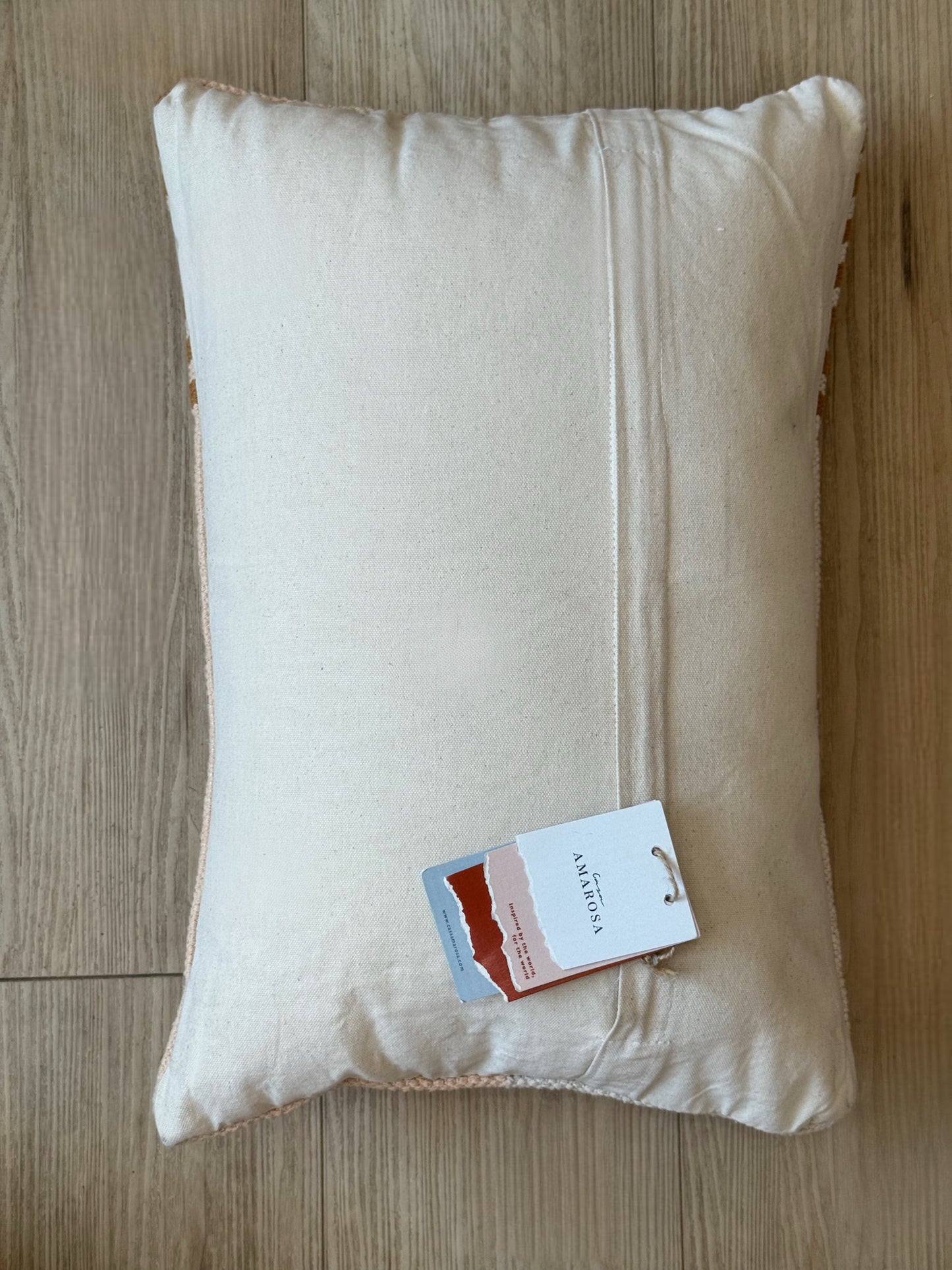 Casa Amarosa Handwoven Lumbar Pillow – Golden Clay Striped Accent (14”x20”)