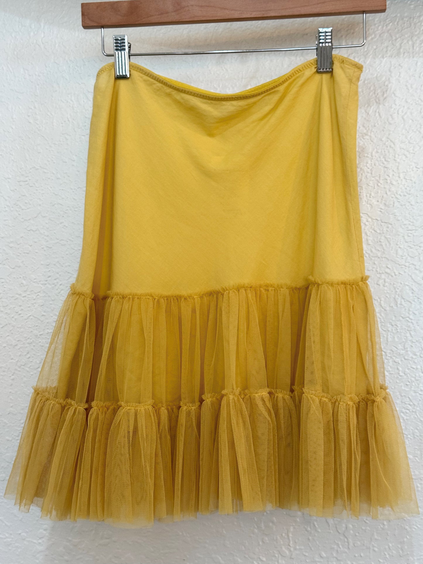 Eloise for Anthropologie Tiered Tulle Skirt – Marigold Yellow Size Small