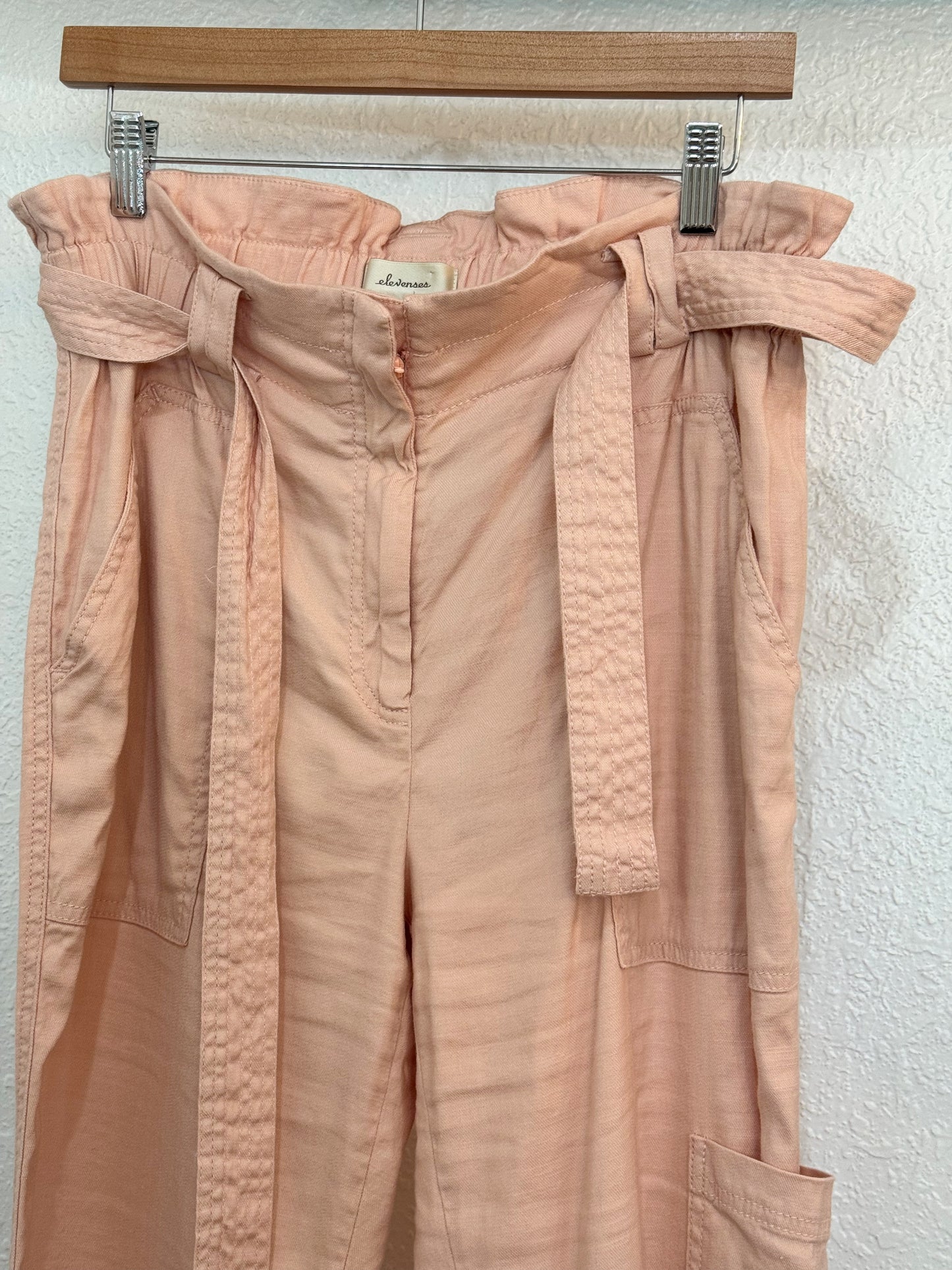 Elevenses by Anthropologie Paperbag Waist Belted Pants – Blush Pink Size Medium