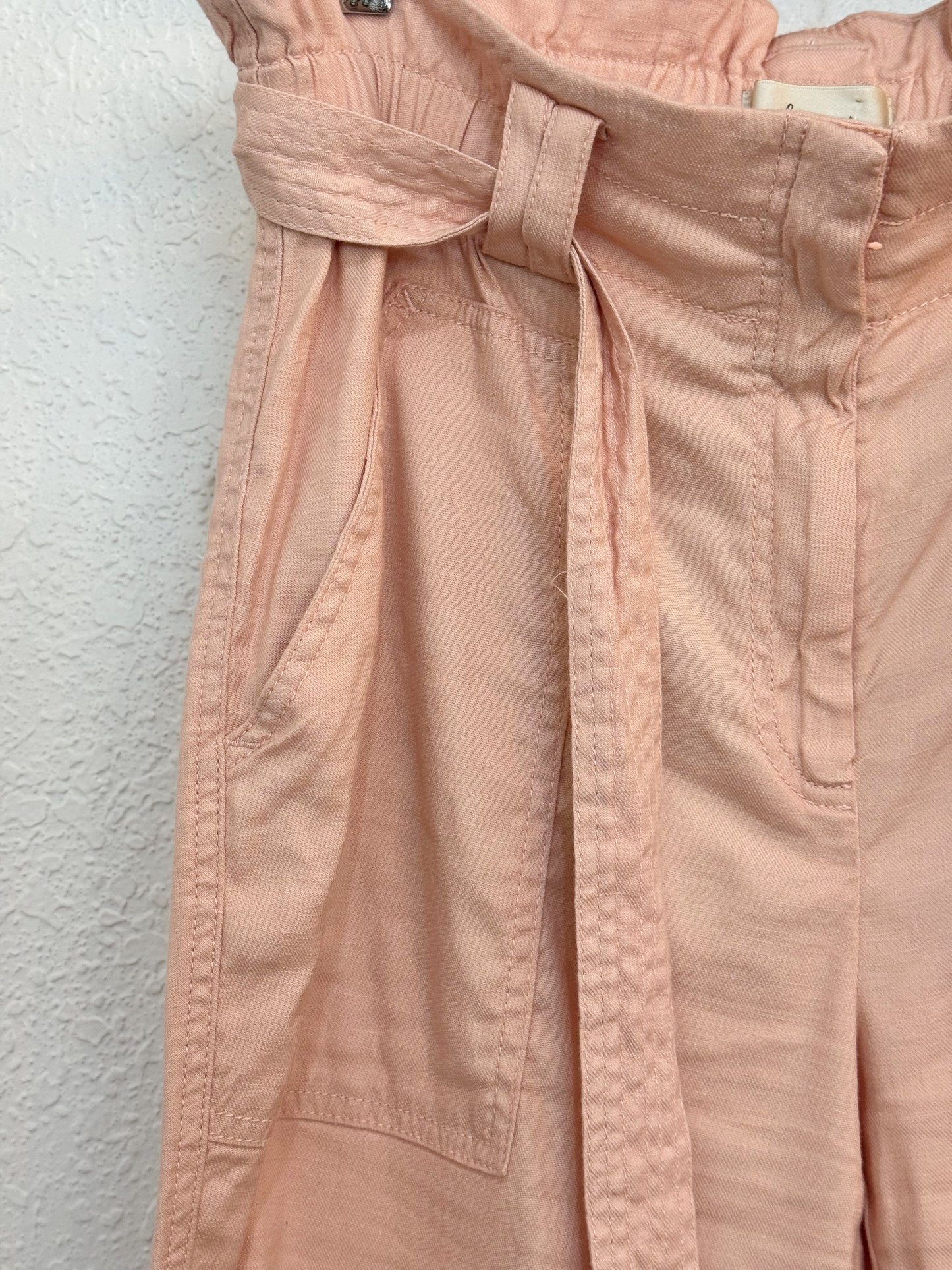 Elevenses by Anthropologie Paperbag Waist Belted Pants – Blush Pink Size Medium