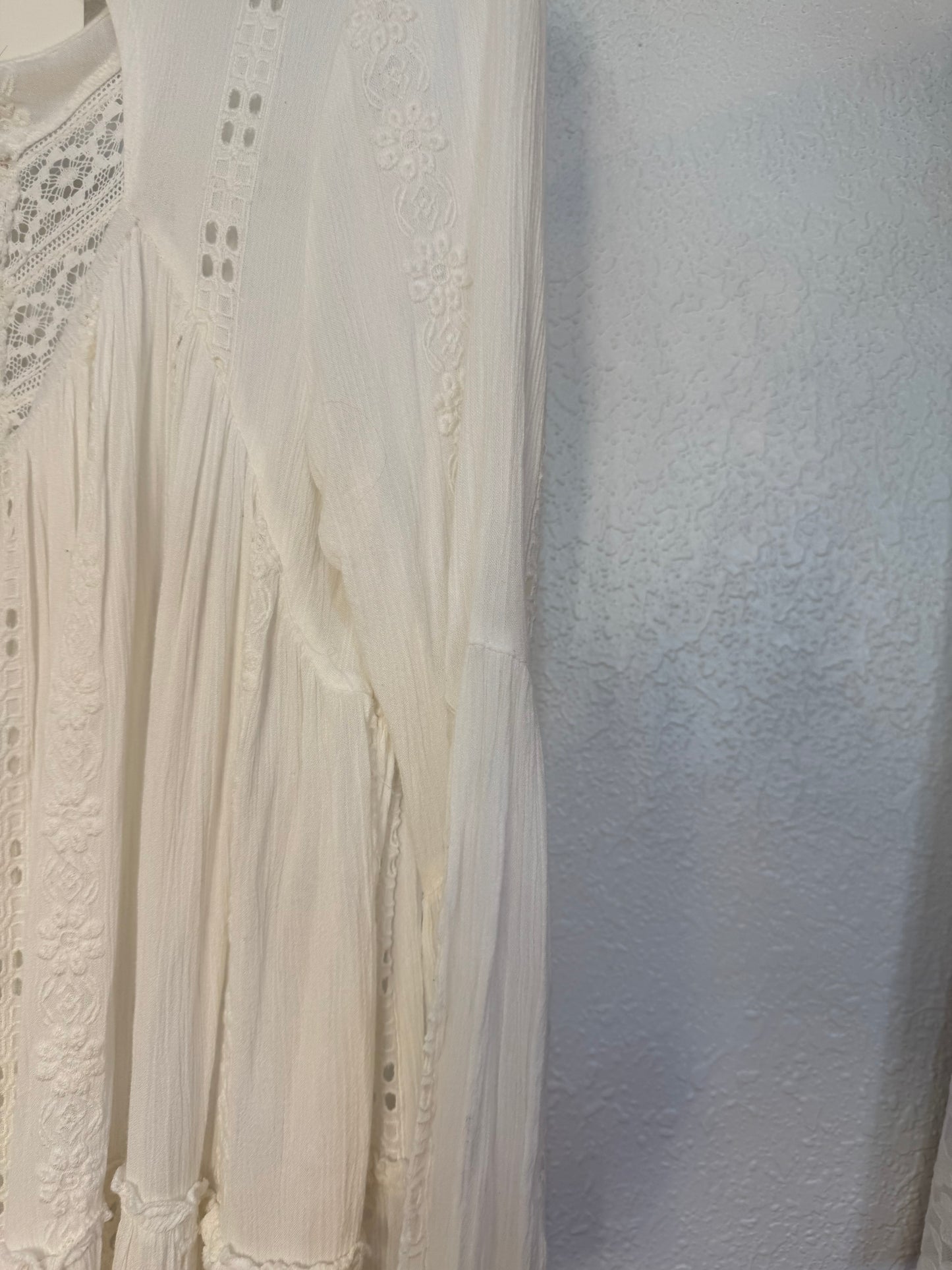 Free People Ivory Embroidered Boho Tunic – Size S