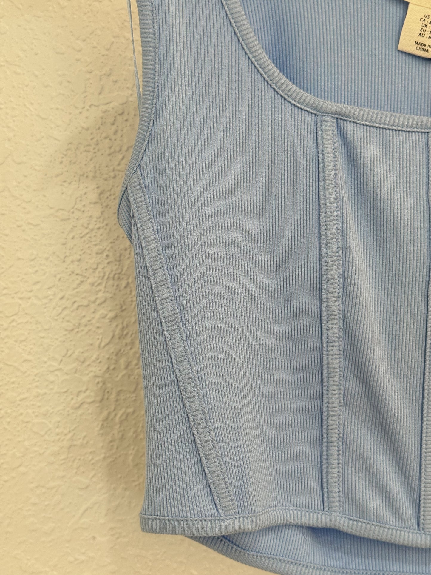 Happily Grey Sky Blue Ribbed Tank – Size M