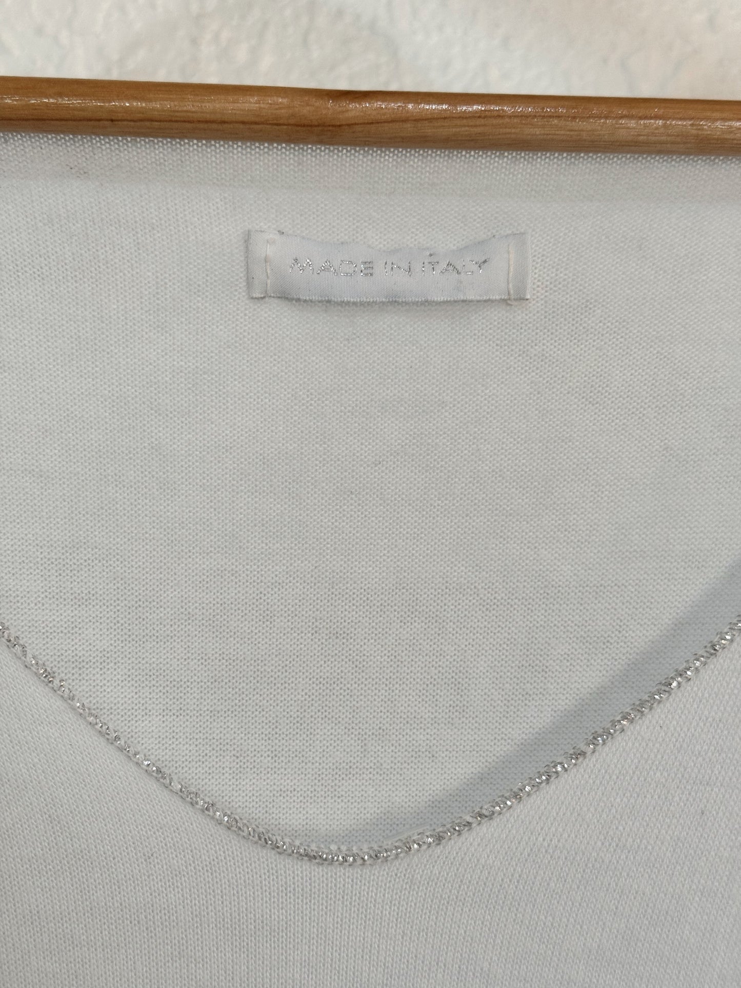 Made in Italy Sparkle Trim V-Neck Top – Size M/L