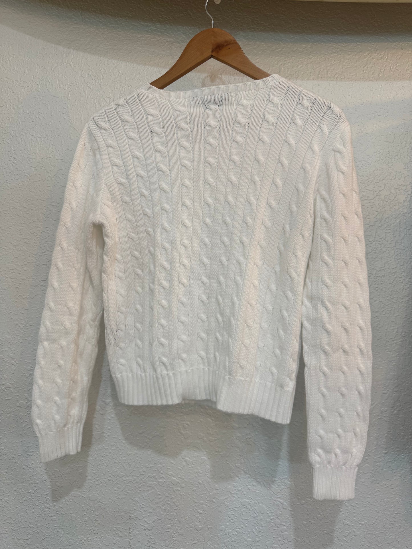 Product Title:
Pre-Loved Ralph Lauren White Cable Knit Sweater – Size Large