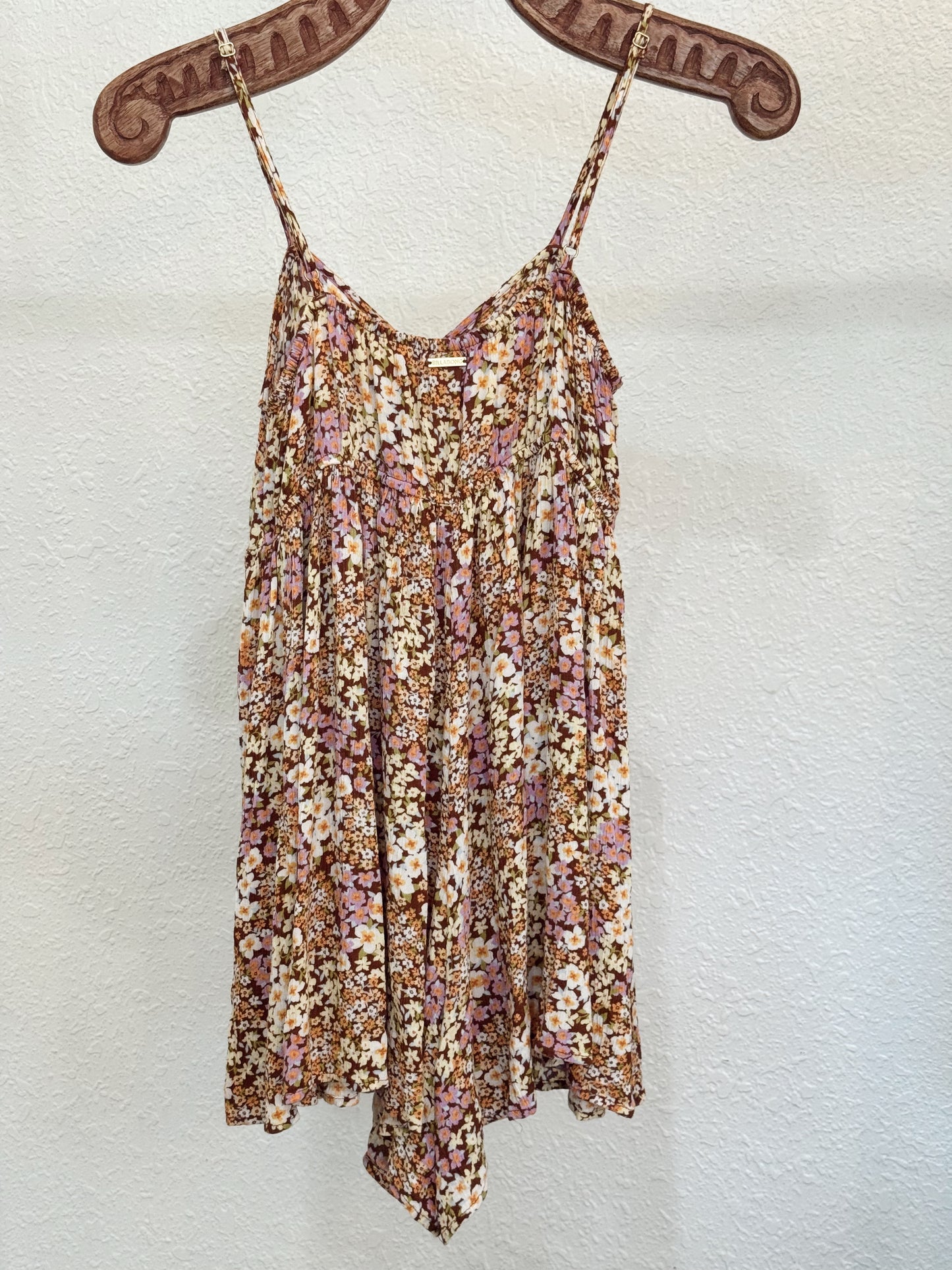 Billabong Floral Boho Babydoll Cami Top – Brown Multi Size Large