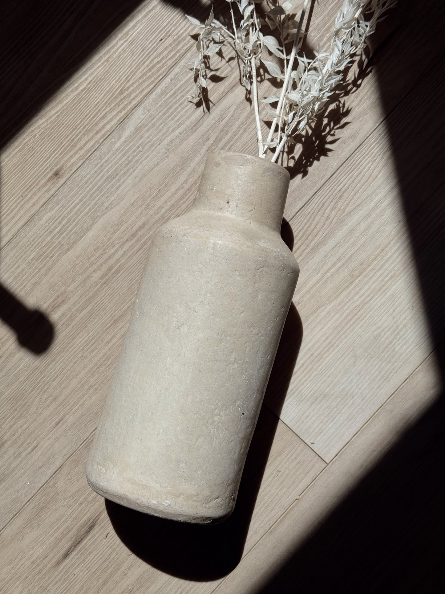 Textured Paper Mache Decorative Vase – Antique White by Foreside