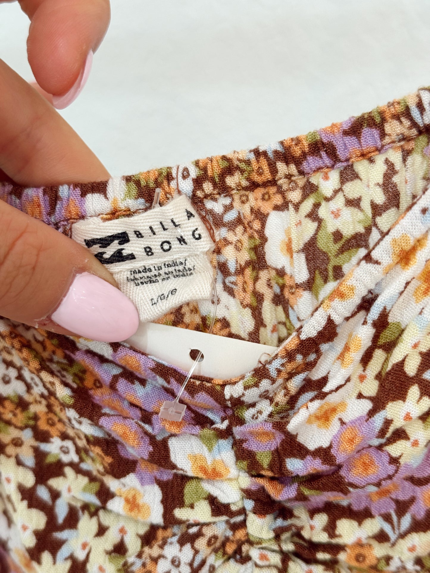Billabong Floral Boho Babydoll Cami Top – Brown Multi Size Large