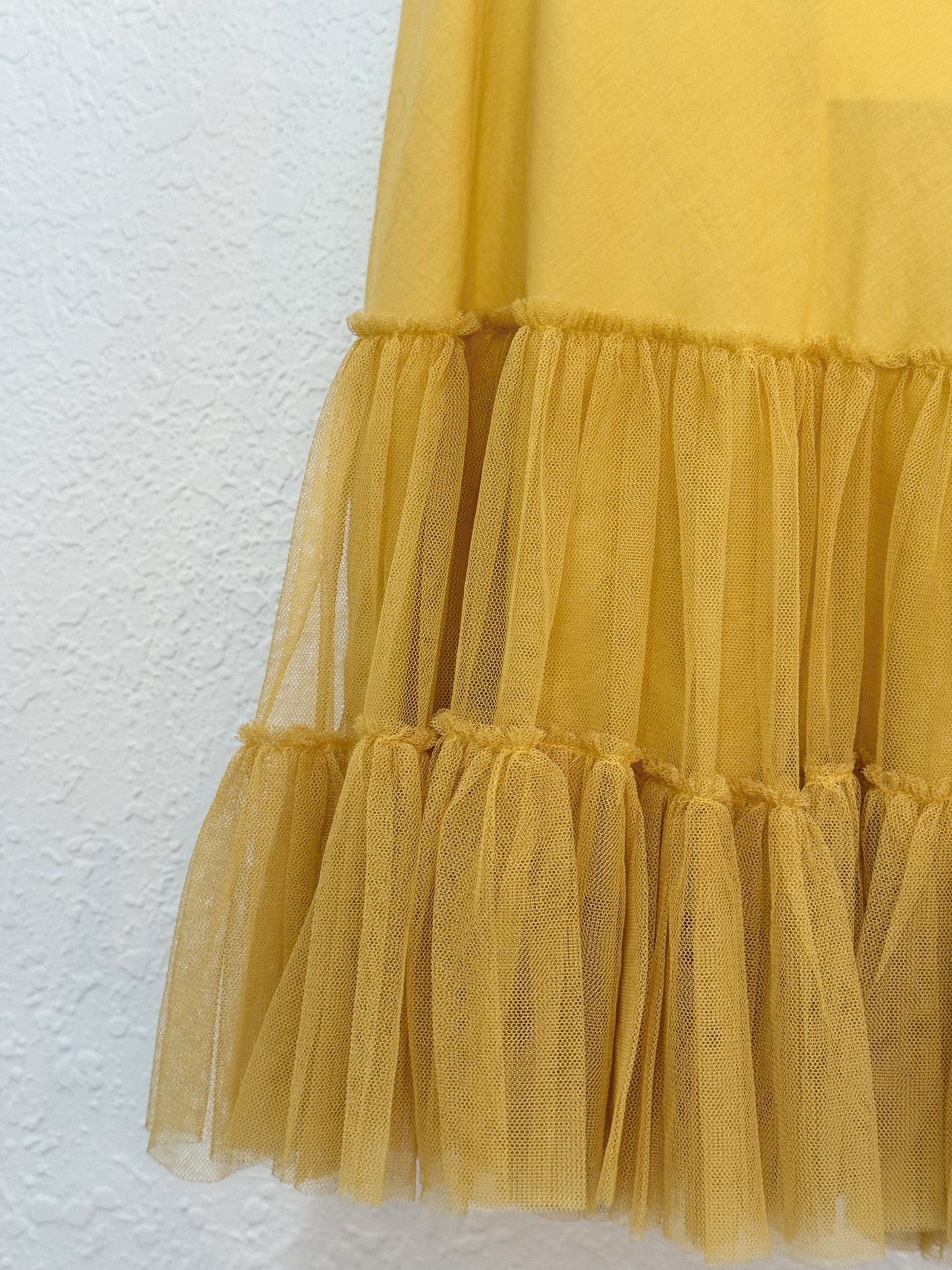 Eloise for Anthropologie Tiered Tulle Skirt – Marigold Yellow Size Small