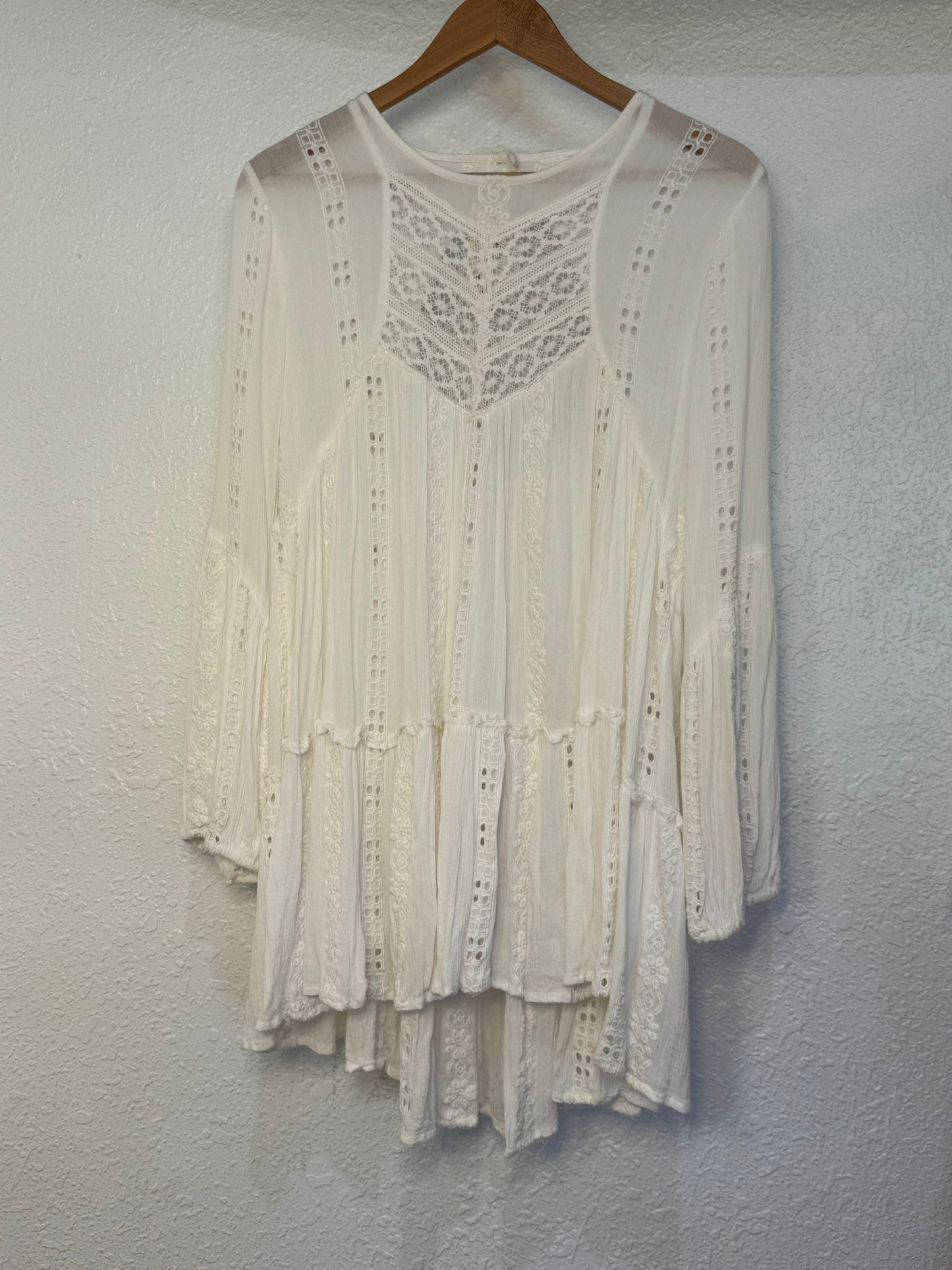 Free People Ivory Embroidered Boho Tunic – Size S