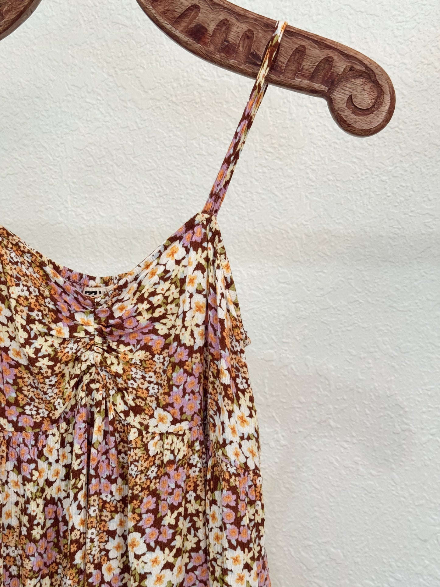 Billabong Floral Boho Babydoll Cami Top – Brown Multi Size Large