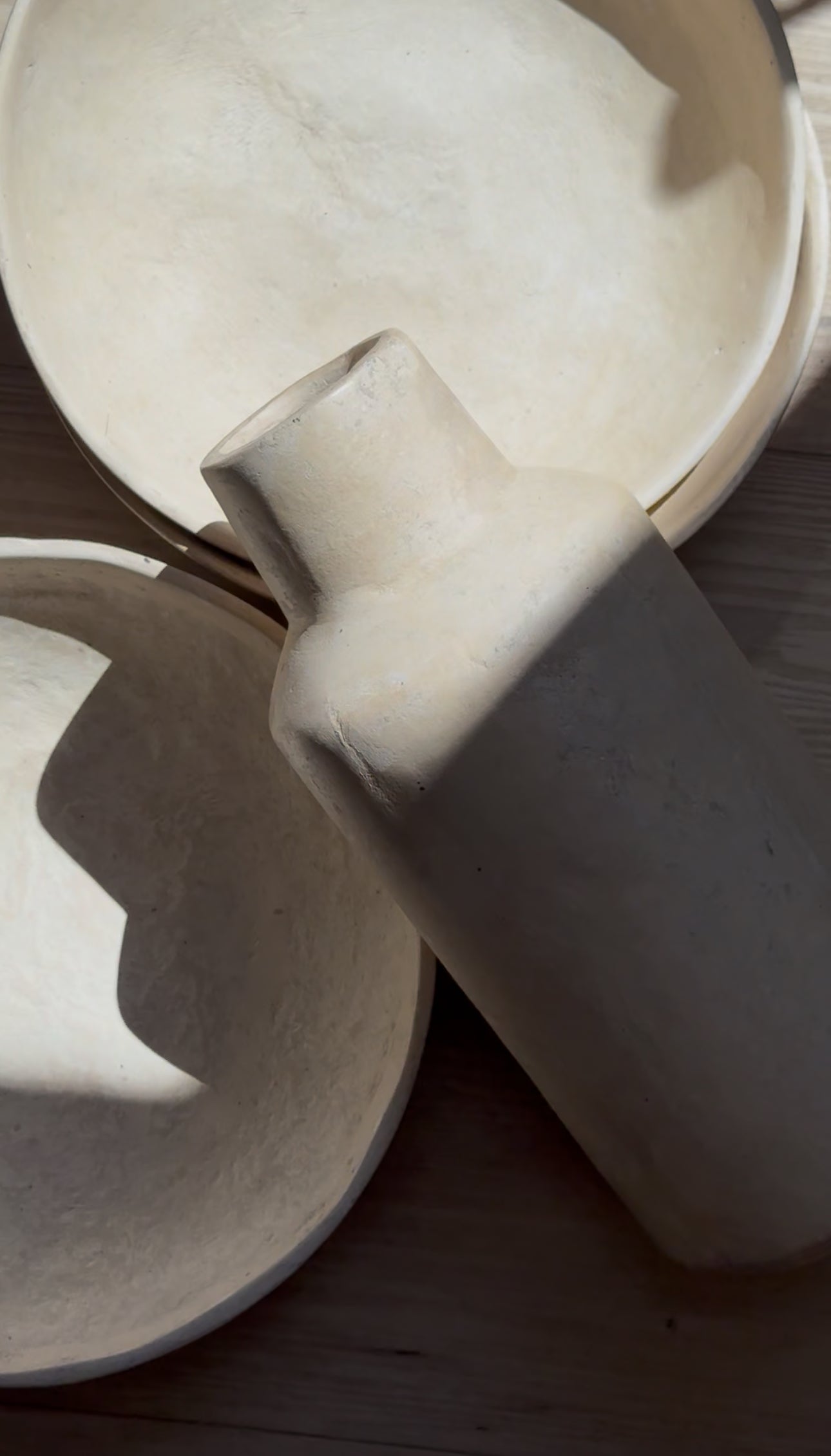 Textured Paper Mache Decorative Vase – Antique White by Foreside