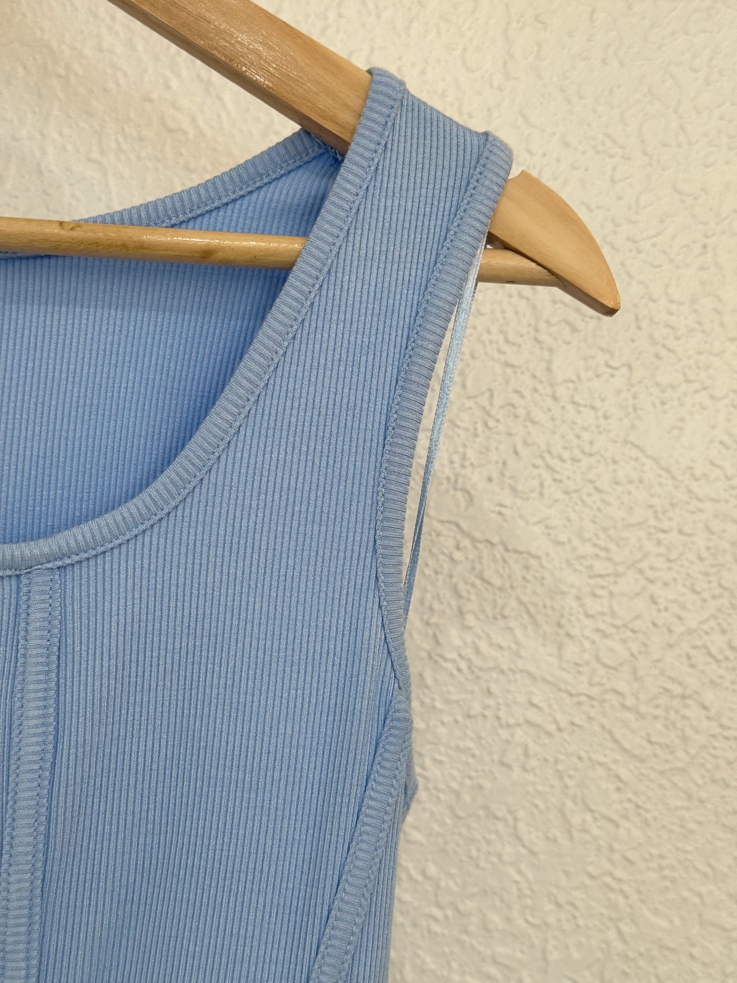 Happily Grey Sky Blue Ribbed Tank – Size M