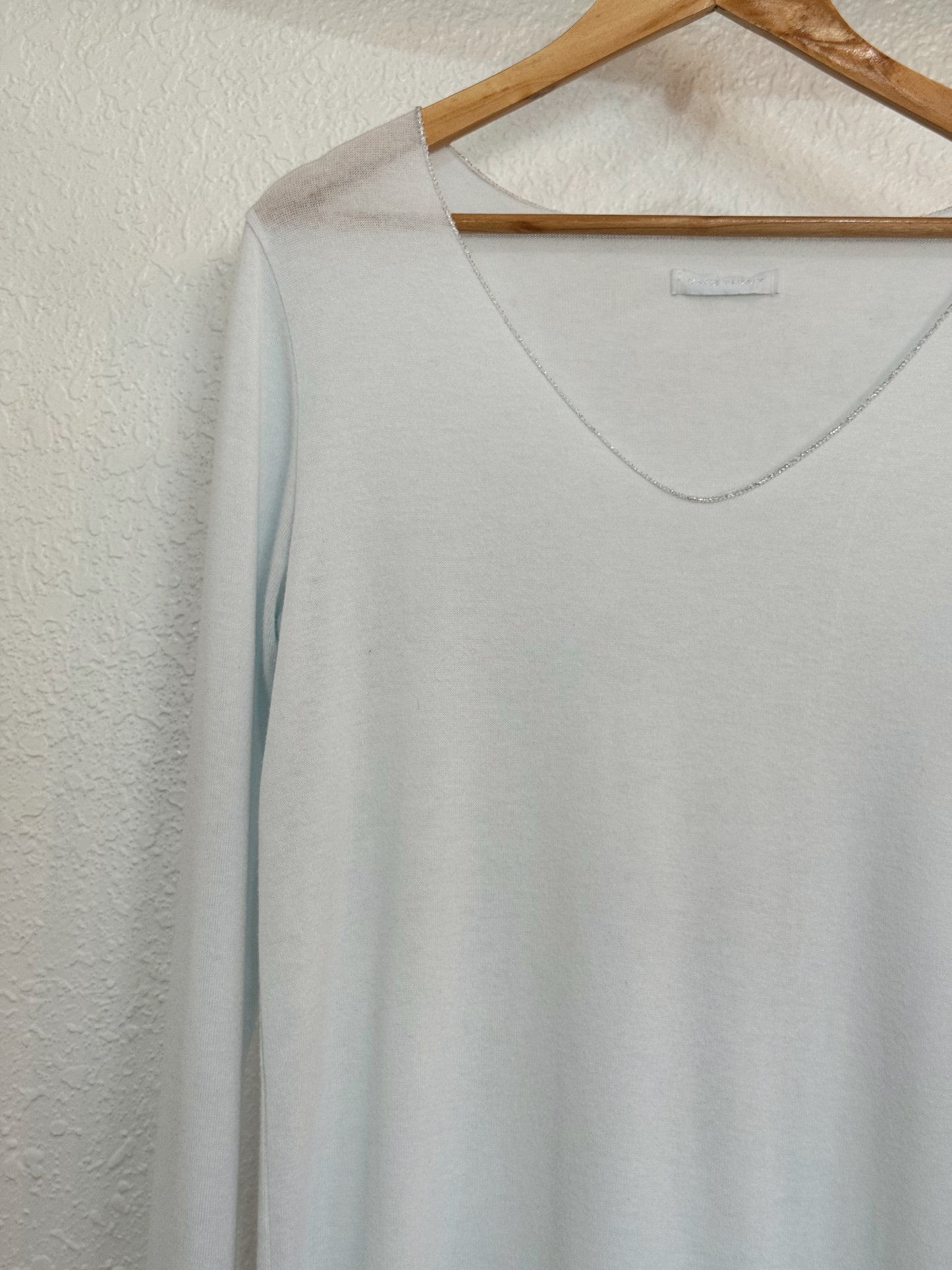 Made in Italy Sparkle Trim V-Neck Top – Size M/L