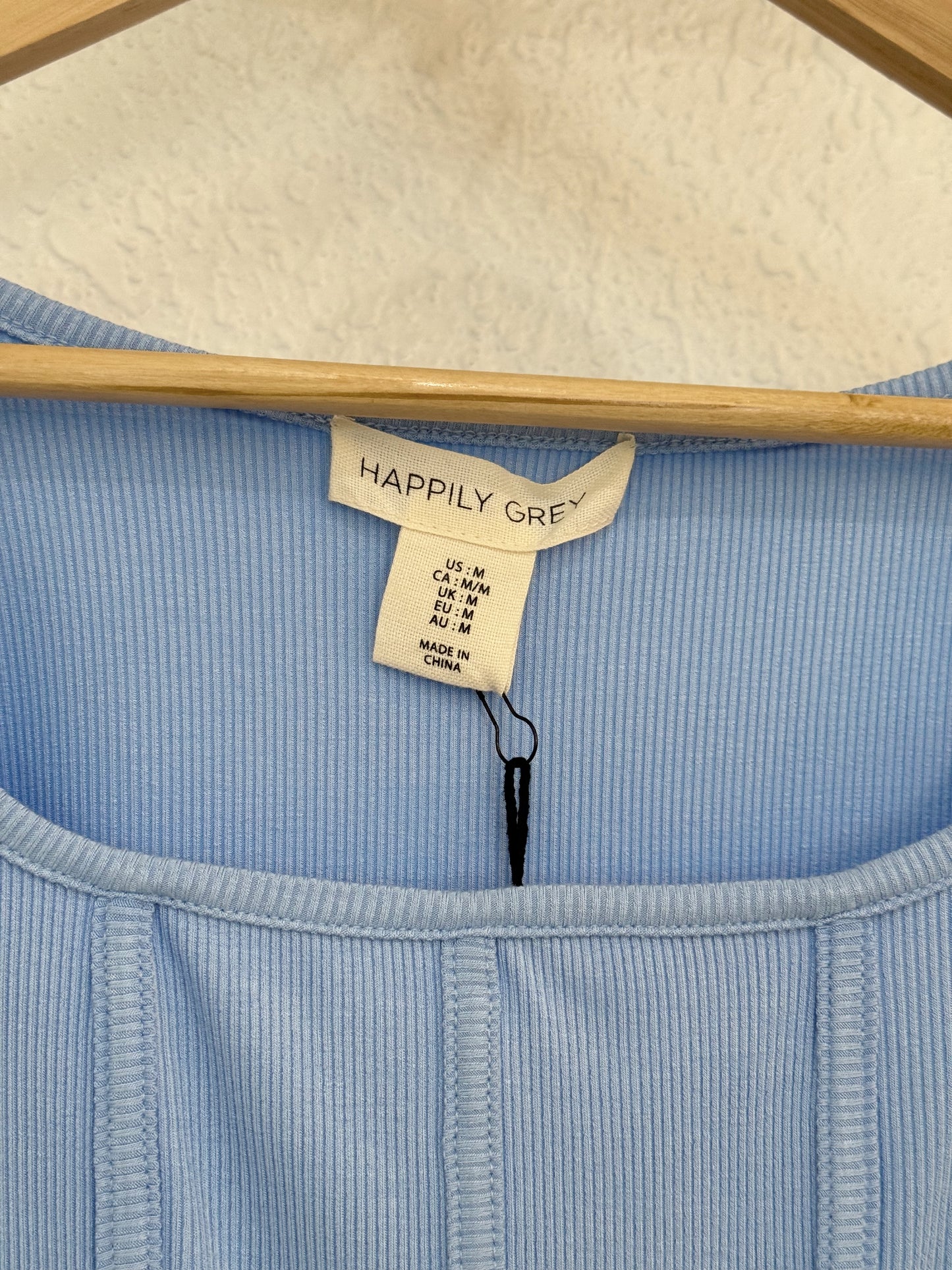 Happily Grey Sky Blue Ribbed Tank – Size M