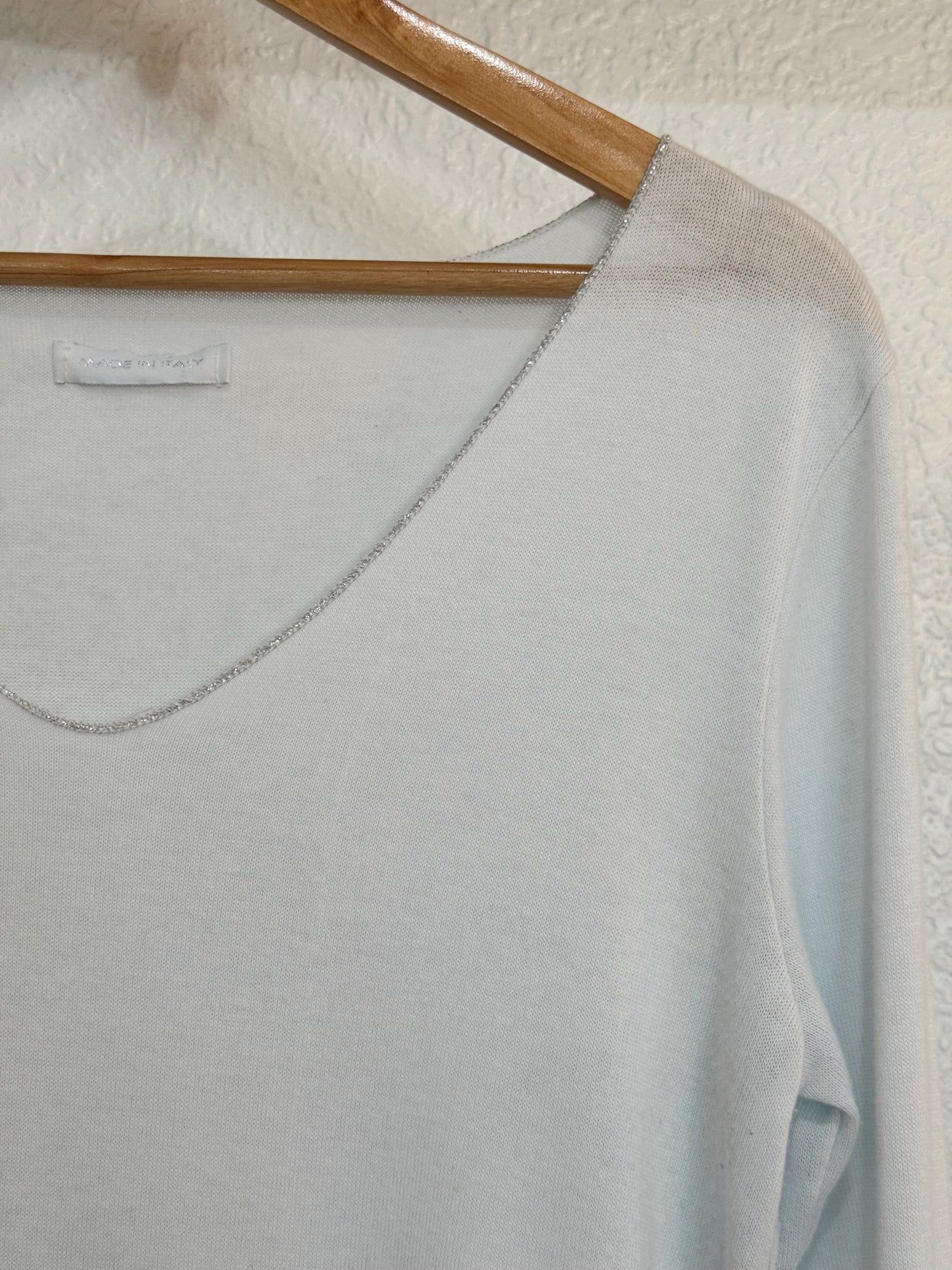 Made in Italy Sparkle Trim V-Neck Top – Size M/L