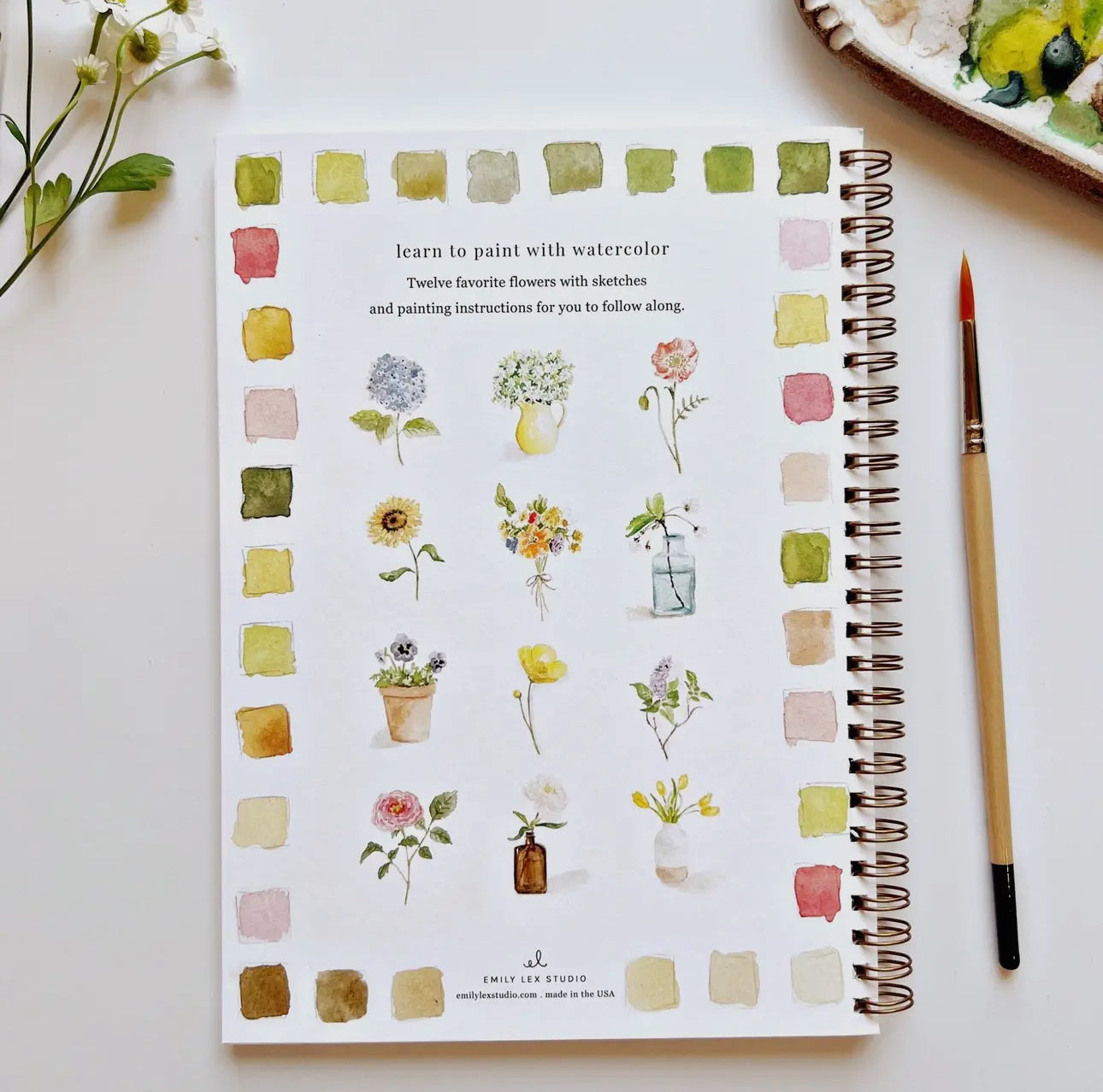 Flowers Watercolor Workbook by Emily Lex Studio