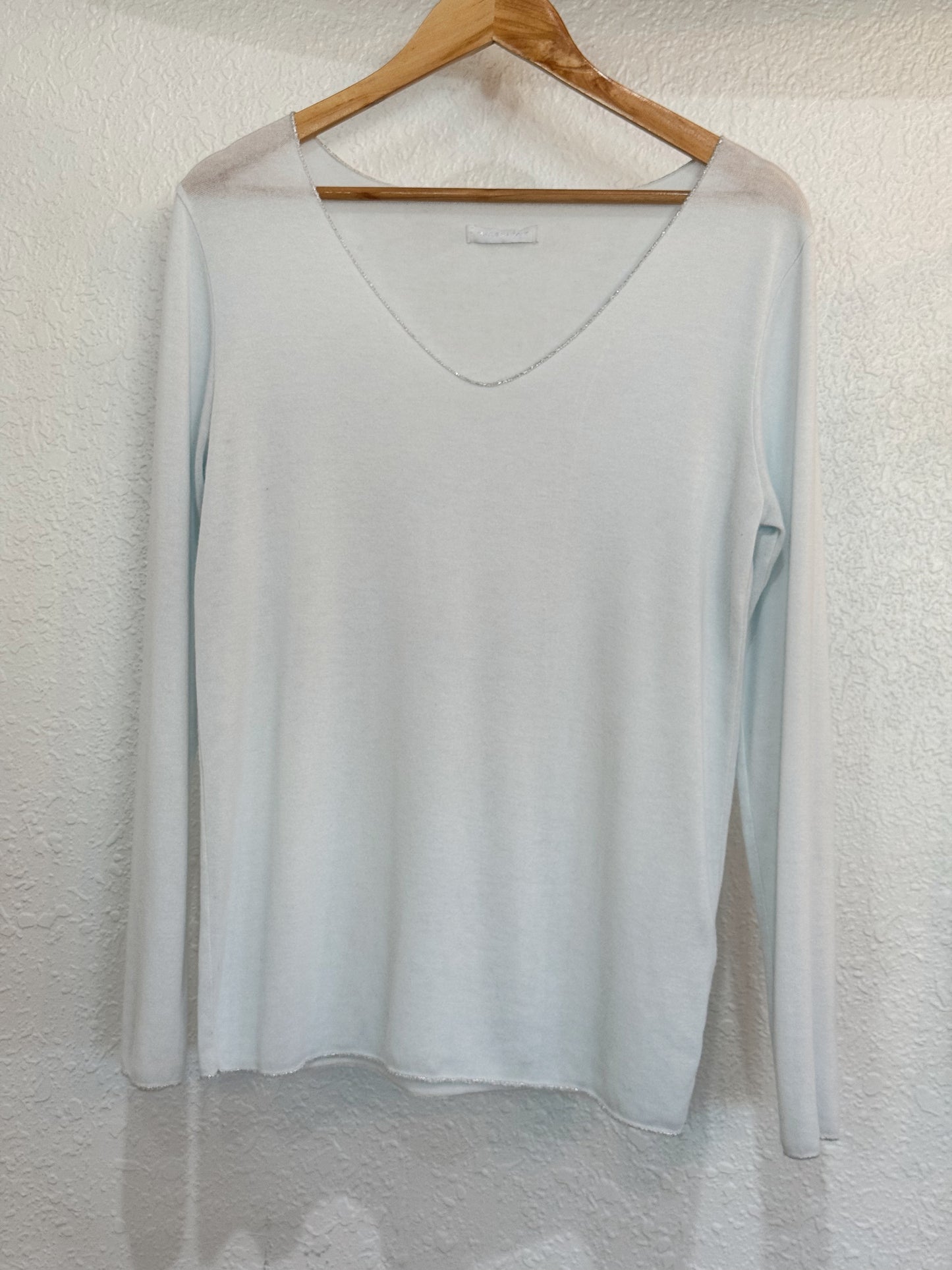 Made in Italy Sparkle Trim V-Neck Top – Size M/L