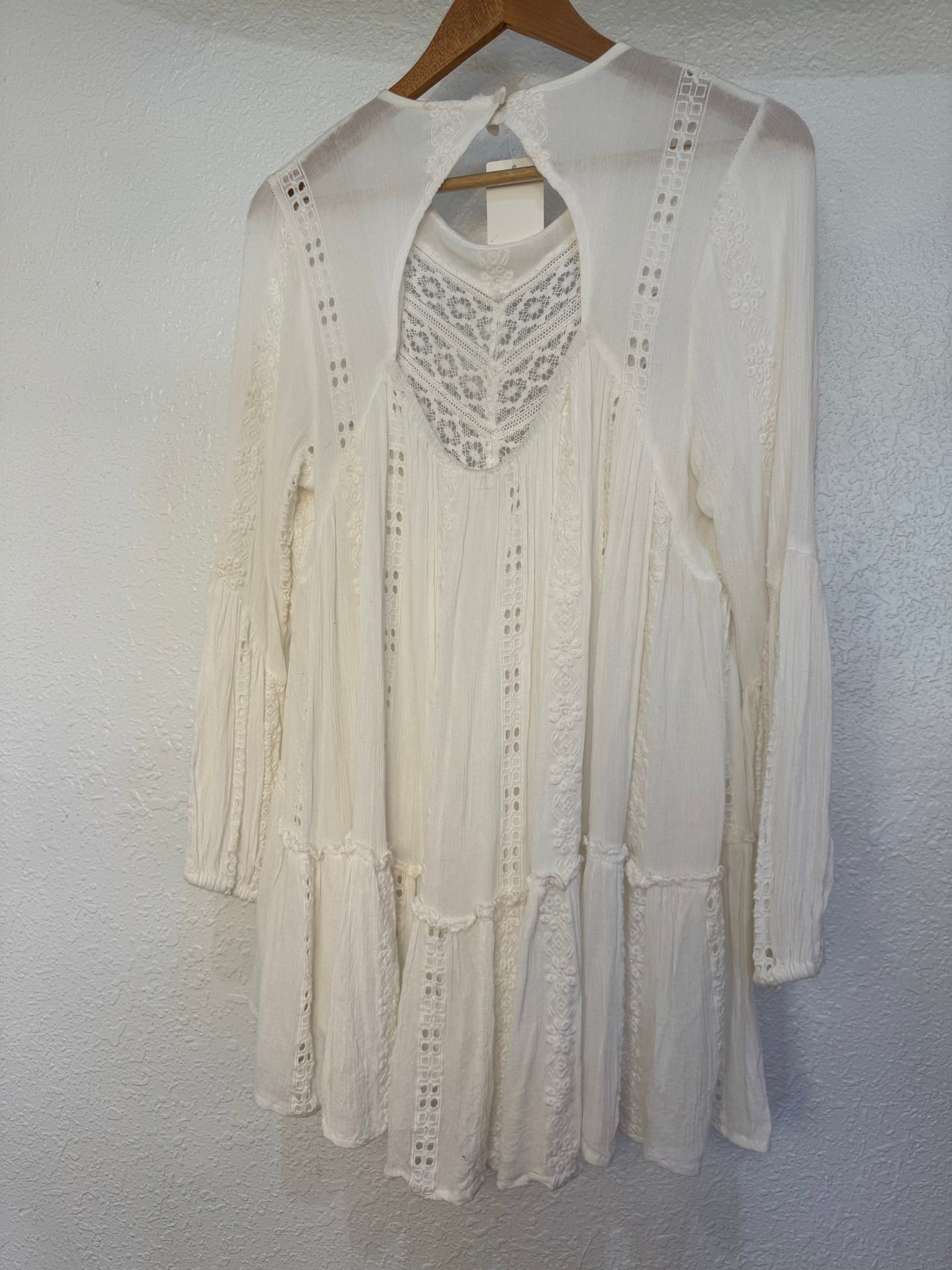 Free People Ivory Embroidered Boho Tunic – Size S