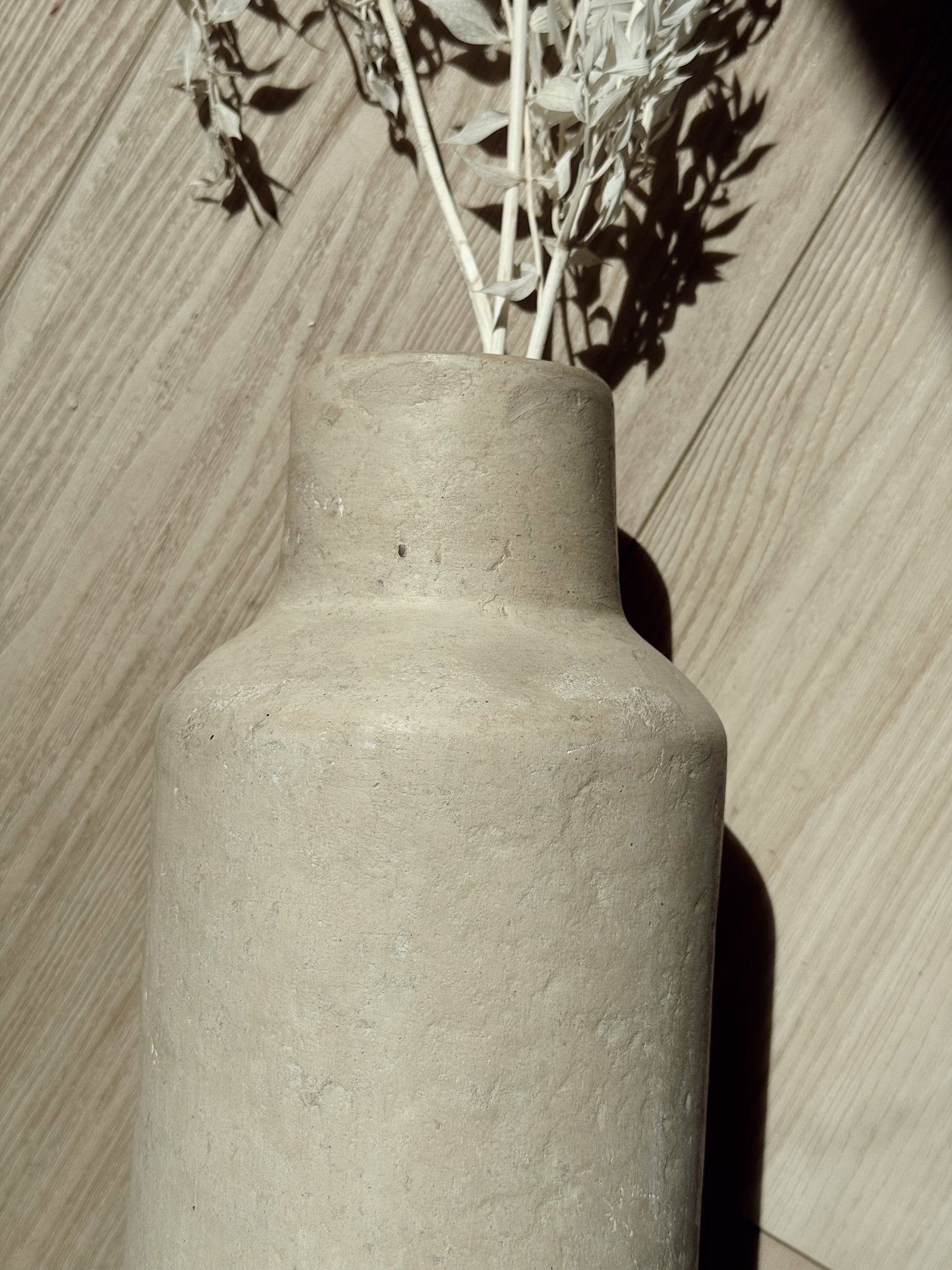 Textured Paper Mache Decorative Vase – Antique White by Foreside