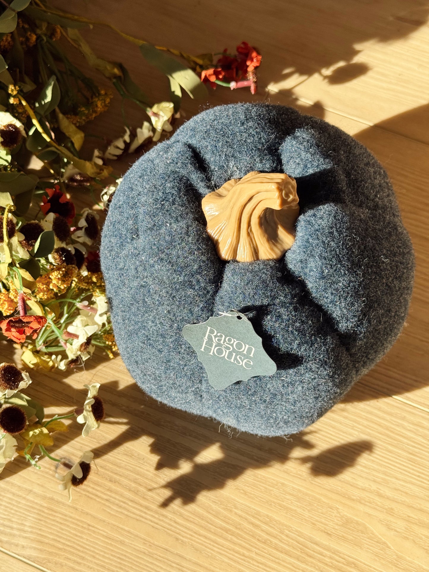 Ragon House Blue Wool Pumpkin – 5.75”