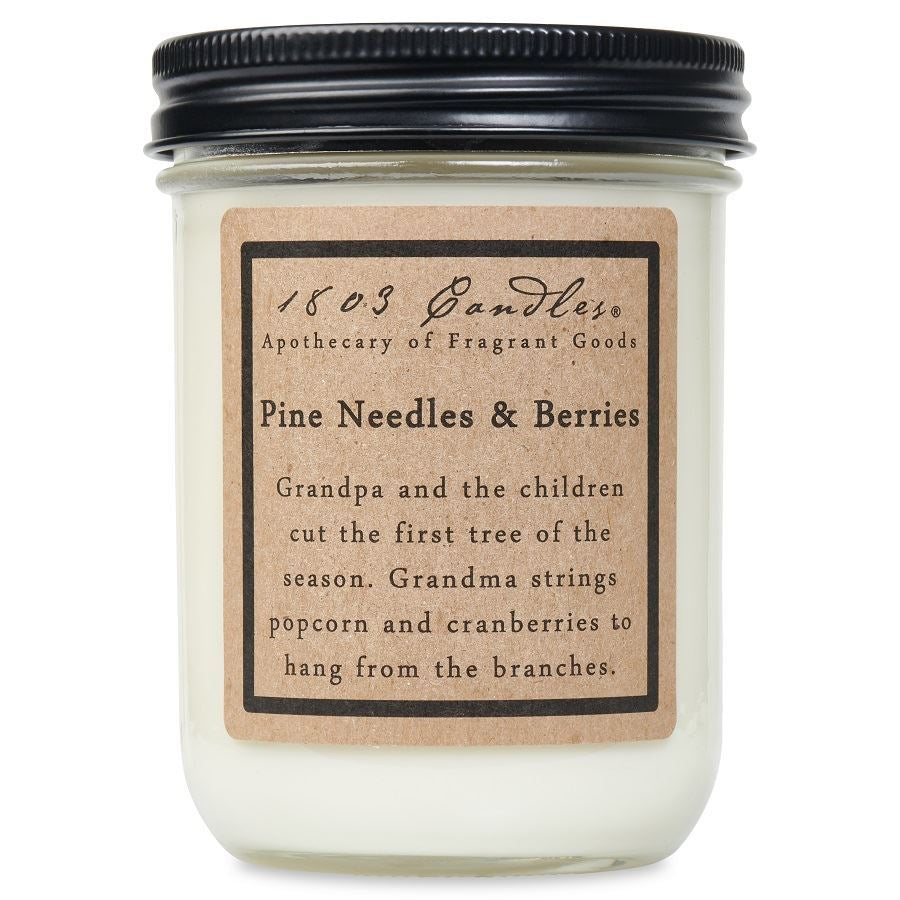 PINE NEEDLES & BERRIES - 14OZ JAR CANDLE by 1803 Candles