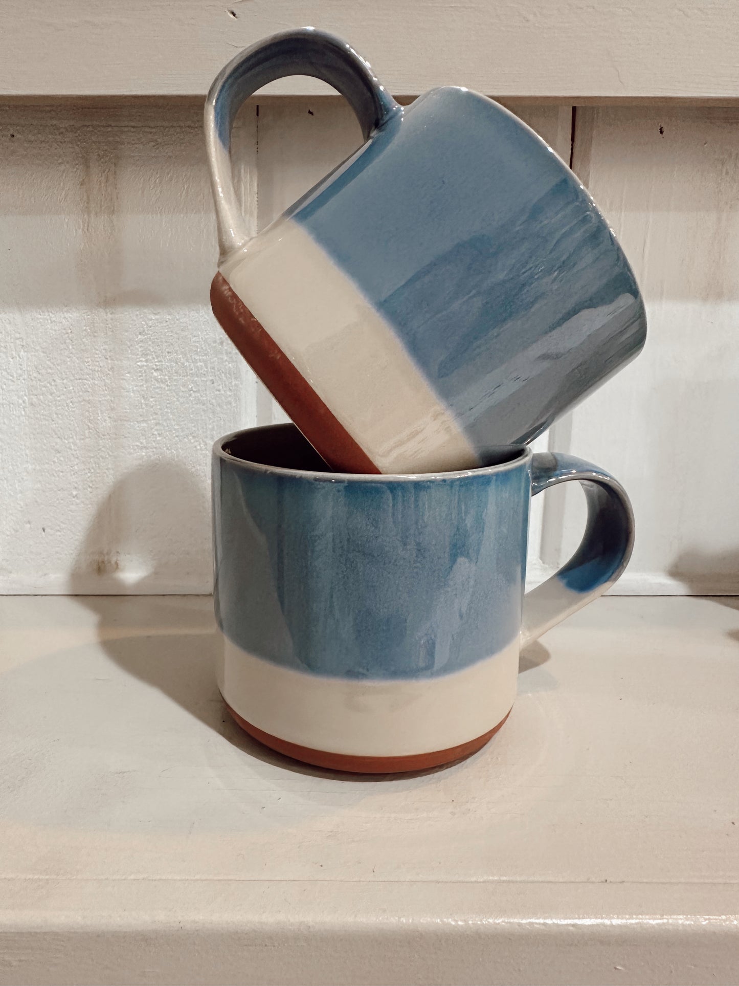 Blue Two Toned Ceramic Rustic Mug