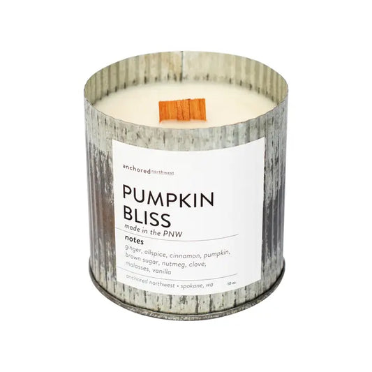 Pumpkin Bliss Wood Wick Rustic Farmhouse Soy Candle