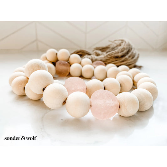 Wood Bead & Rose Recycled Glass Beads Garland by Sonder & Wolf