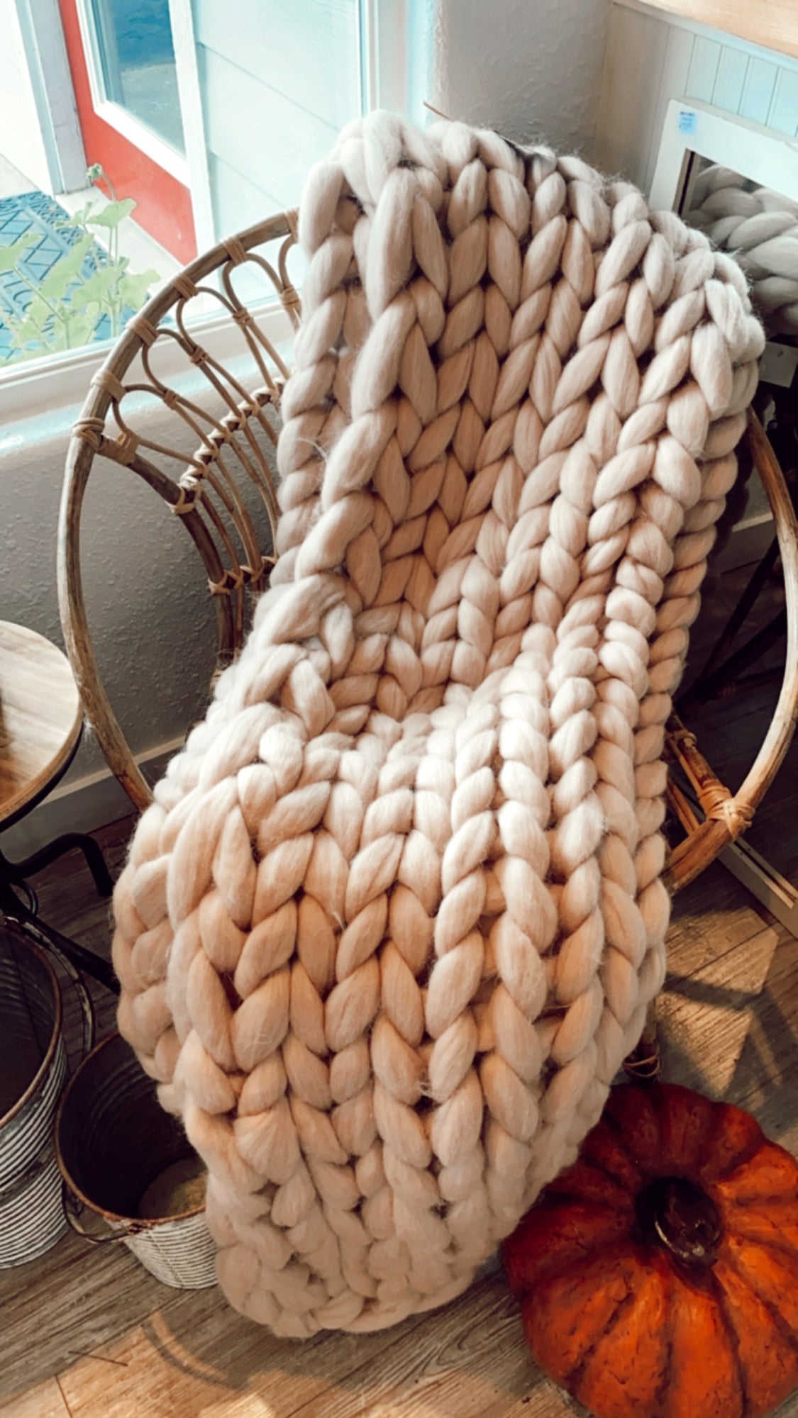 Chunky Knit 100% Merino Wool Blanket