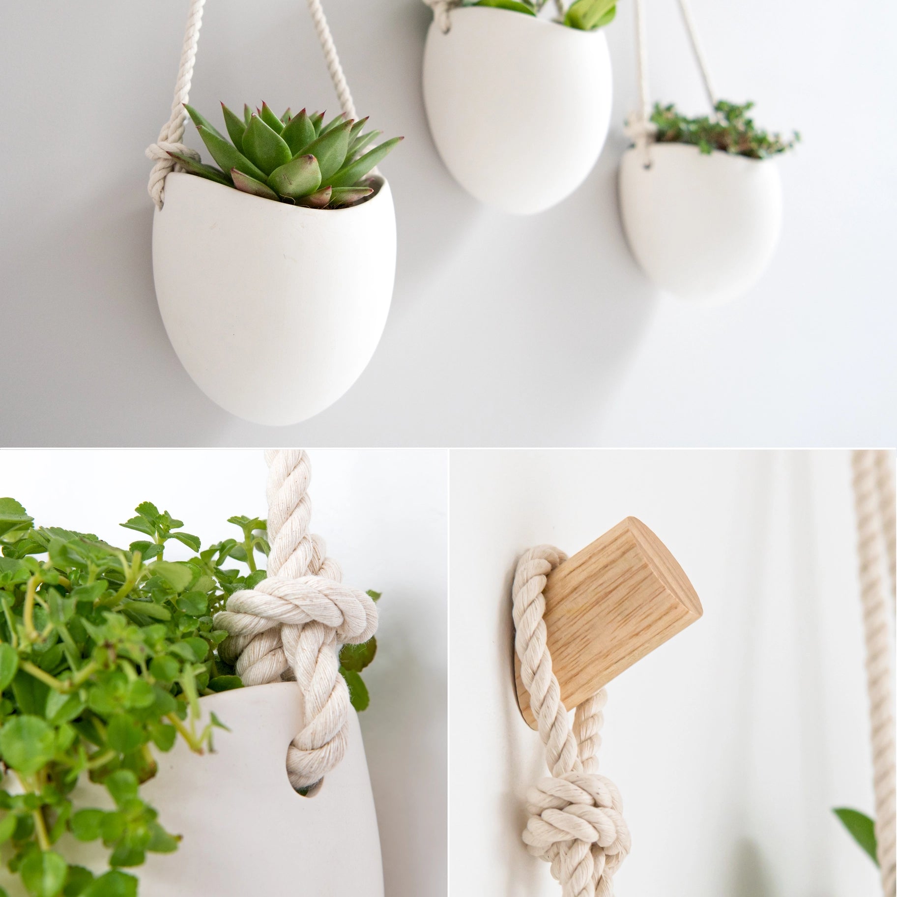 Two Wall Plant Hanger Wall Hook for Plants Wooden Plant 