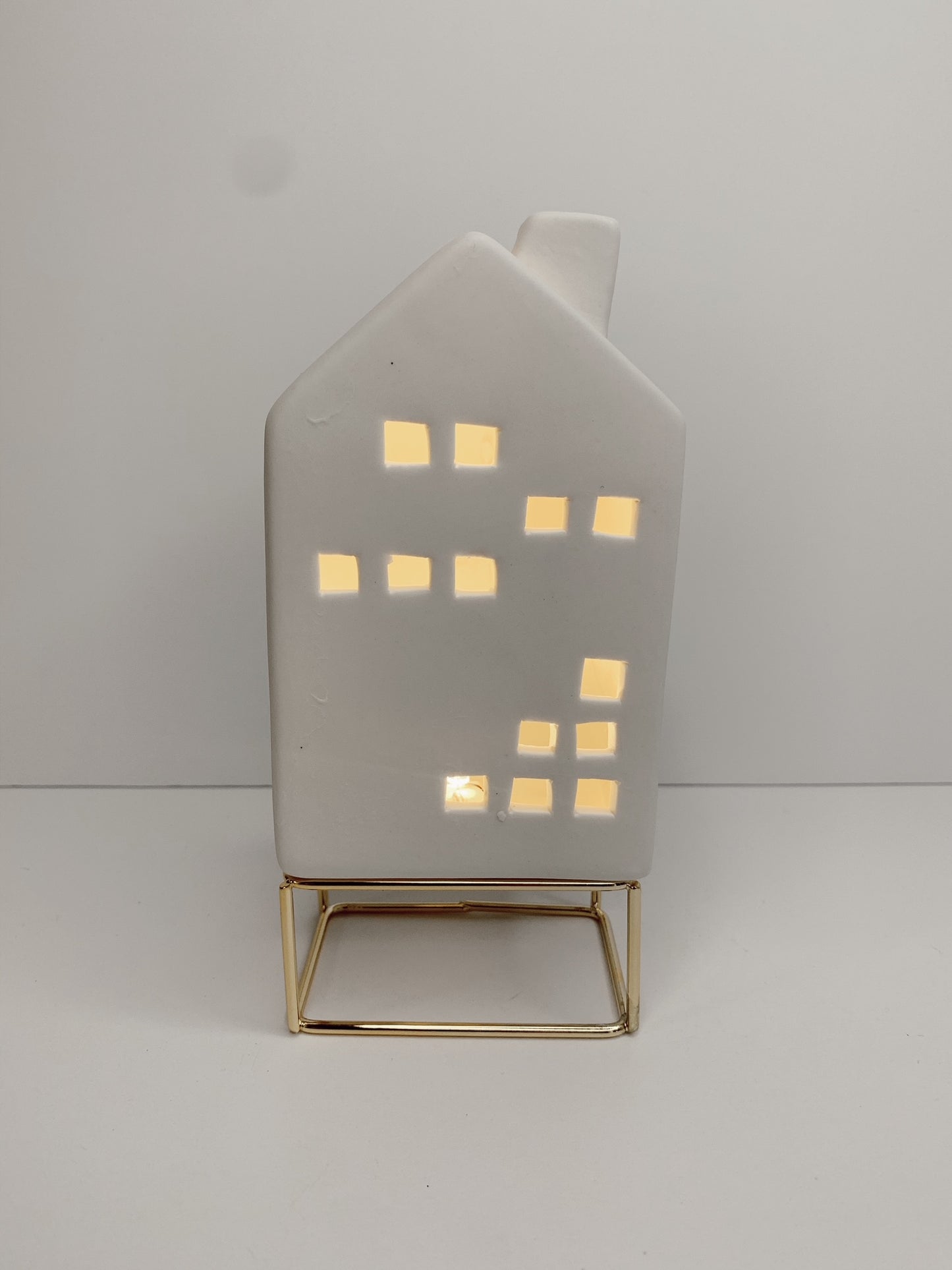 Ceramic LED House with Brass Stand  medium