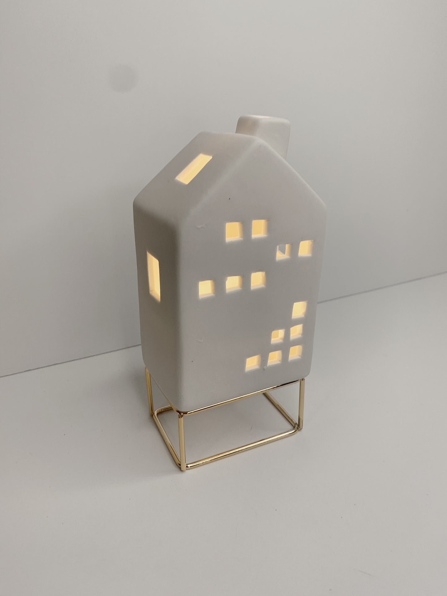 Ceramic LED House with Brass Stand  medium