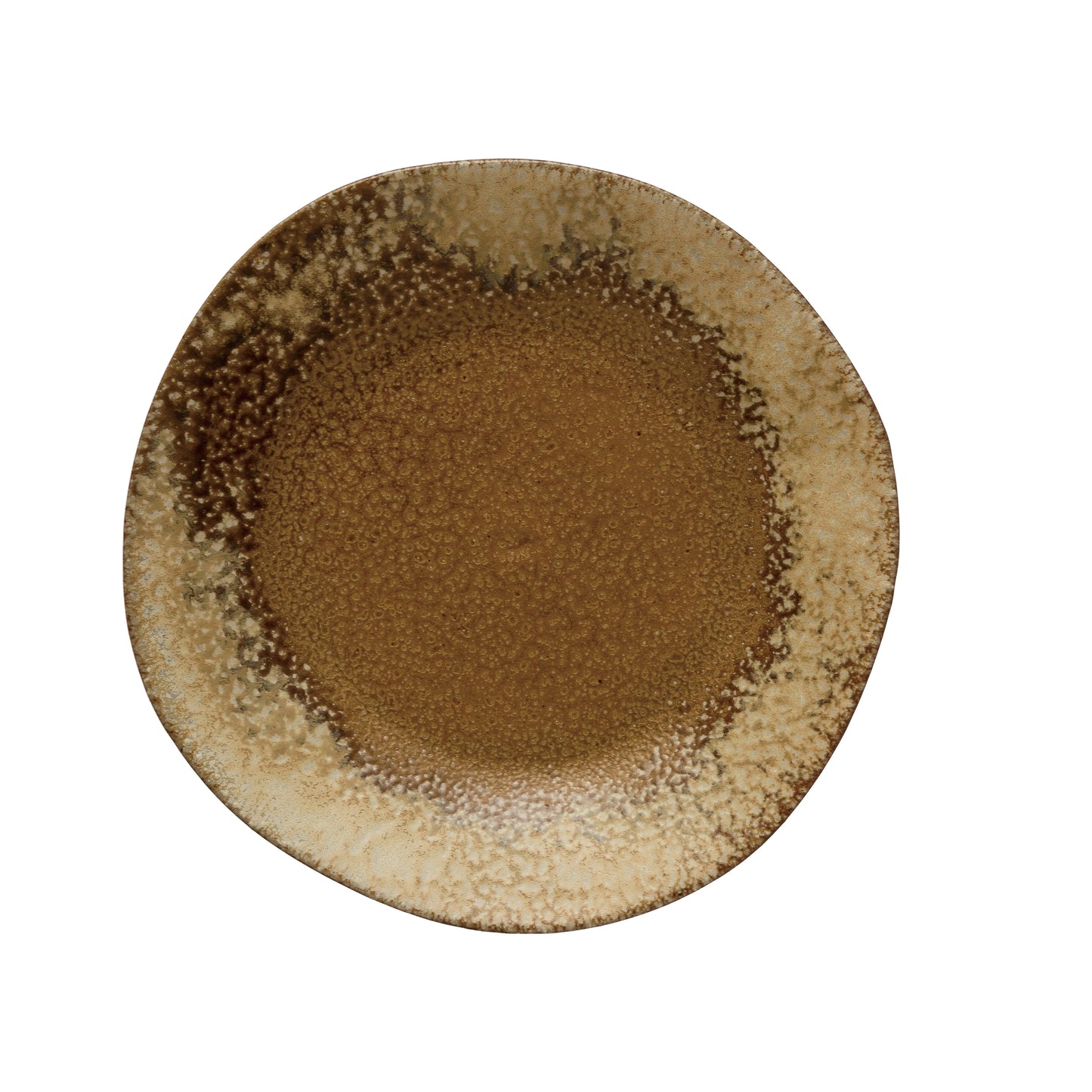 Reactive Glaze Round Stoneware Plate Brown and Cream 10 3/4"