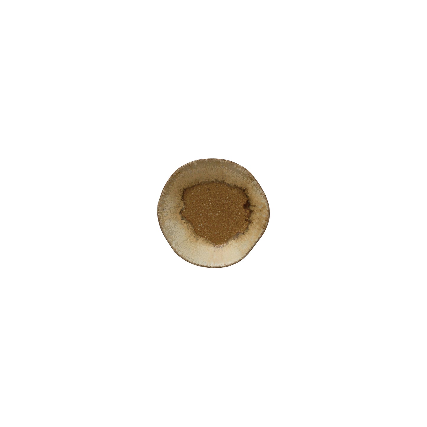 Round Stoneware Plate, Reactive Glaze Brown and Cream 5 1/2"