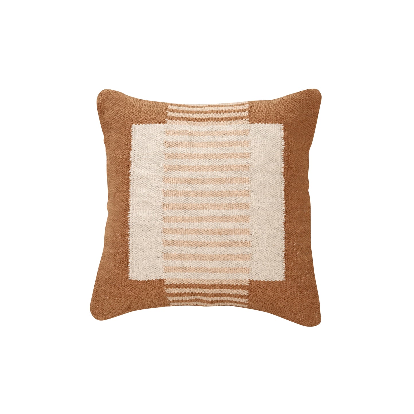 Casa Amarosa - Handcrafted Earth Stripe Accent Pillow, Rust - 18x18 inch